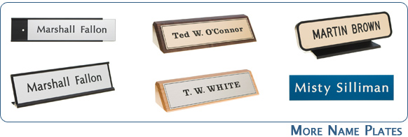 Plaques, name plates, desk nameplates, and more